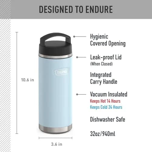 THERMOS ICON SERIES Stainless Steel Water Bottle 32oz Glacier | Vacuum Insulated, Durable & Leak-Proof thumbnail 2