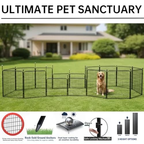 IGOOUO Portable Dog Crates & Playpen, 32'' Metal Pet Pen for Small/Medium Dogs | Indoor/Outdoor, Rustproof, Easy-Carry Straps thumbnail 4