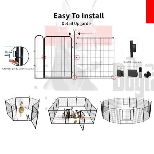 IGOOUO Portable Dog Crates & Playpen, 32'' Metal Pet Pen for Small/Medium Dogs | Indoor/Outdoor, Rustproof, Easy-Carry Straps thumbnail 6