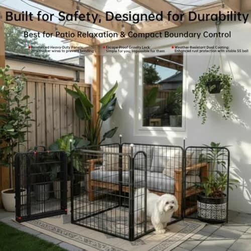 IGOOUO Portable Dog Crates & Playpen, 32'' Metal Pet Pen for Small/Medium Dogs | Indoor/Outdoor, Rustproof, Easy-Carry Straps thumbnail 3