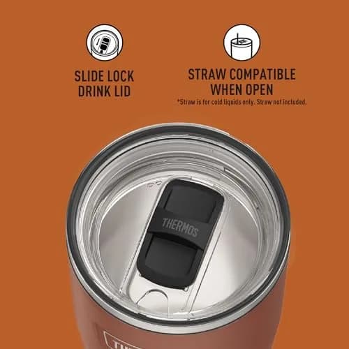 THERMOS Icon Series 24oz Stainless Steel Tumbler with Slide Lock Lid | 710ml (24 fl oz) Keeps Cold 22 Hrs thumbnail 4