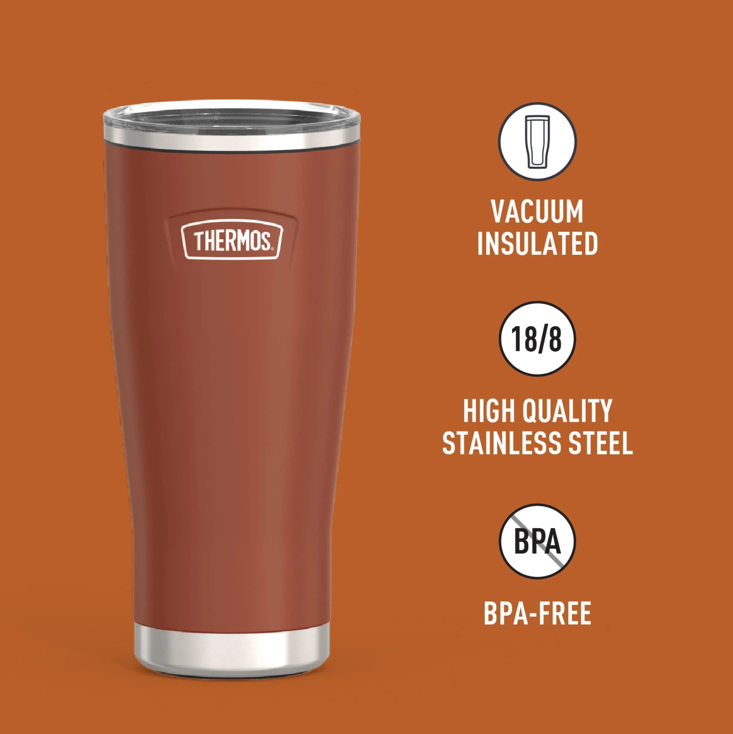 THERMOS Icon Series 24oz Stainless Steel Tumbler with Slide Lock Lid | 710ml (24 fl oz) Keeps Cold 22 Hrs - view 2