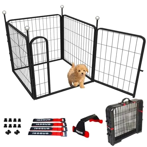 IGOOUO Puppy Playpen 24'' Portable Dog Playpen for Small Dogs | Easy-Carry, Rustproof & Versatile thumbnail 1