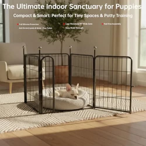 IGOOUO Puppy Playpen 24'' Portable Dog Playpen for Small Dogs | Easy-Carry, Rustproof & Versatile thumbnail 2