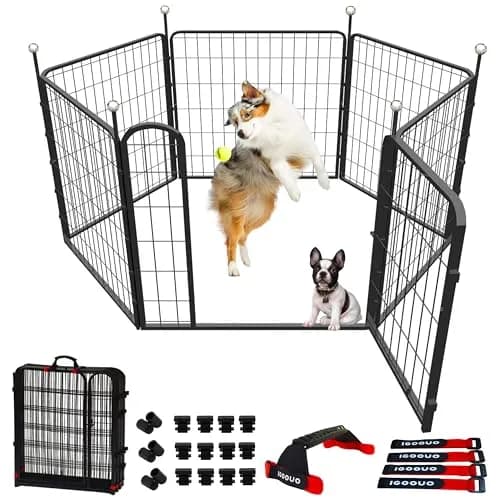 IGOOUO Dog Playpen Indoor/Outdoor 32'' | Portable Metal Pet Enclosure for Small & Medium Dogs - main product image