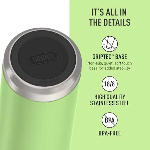 THERMOS ICON SERIES 18oz Lime Water Bottle | Keeps Drinks Cold 16h, Durable Stainless Steel, Straw Lid thumbnail 4