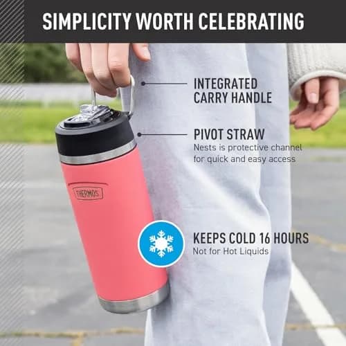 THERMOS ICON SERIES 18oz Lime Water Bottle | Keeps Drinks Cold 16h, Durable Stainless Steel, Straw Lid thumbnail 3