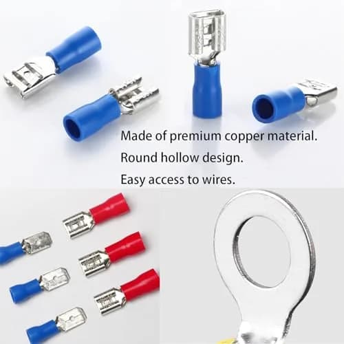 Feggizuli 350pcs Crimp Connectors 19 Types Copper, Red, Blue, Yellow | Quick, Safe & Long-Lasting thumbnail 5