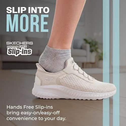 Skechers Women's Hands Free Slip-ins BOBS Squad Chaos - Off-White, Size 8 Wide | Cushioned Memory Foam, Breathable Knit thumbnail 4
