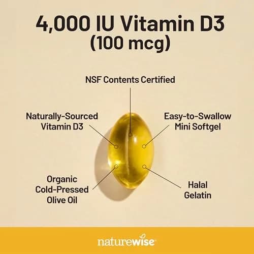 NatureWise Vitamin D3 4000IU Supplement 90 Mini Softgels | Immune, Bone & Muscle Support thumbnail 3