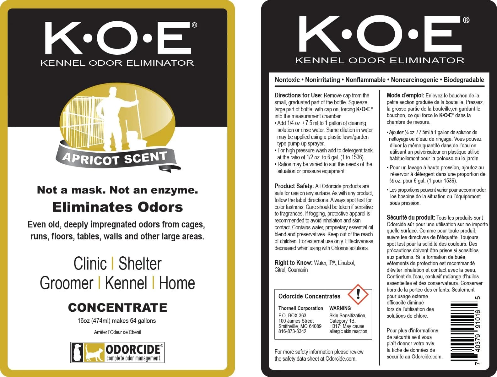 Odorcide K.O.E. Apricot Odor Eliminator 473ml (16 Fl Oz) | Professional Strength Non-Enzymatic Formula - view 6