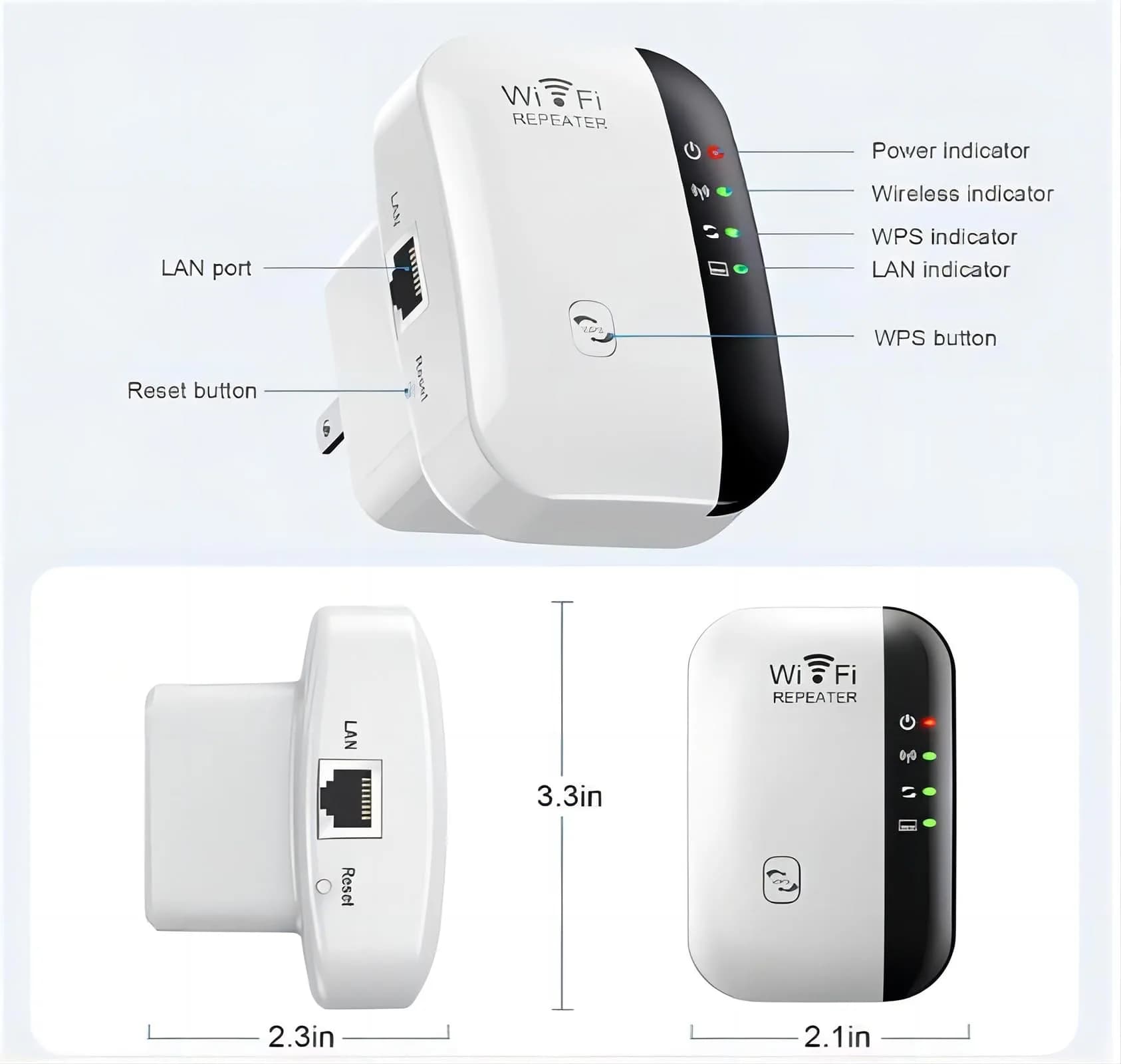 TGDLLF WiFi Extender Booster 5000 sq.ft | Extends WiFi Range for Home & Office — white