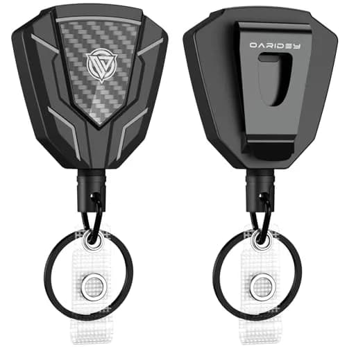 Oaridey Heavy Duty Retractable Keychain with Belt Clip | Carbon Fiber Front, 31.8in Extendable, 9oz Capacity thumbnail 1
