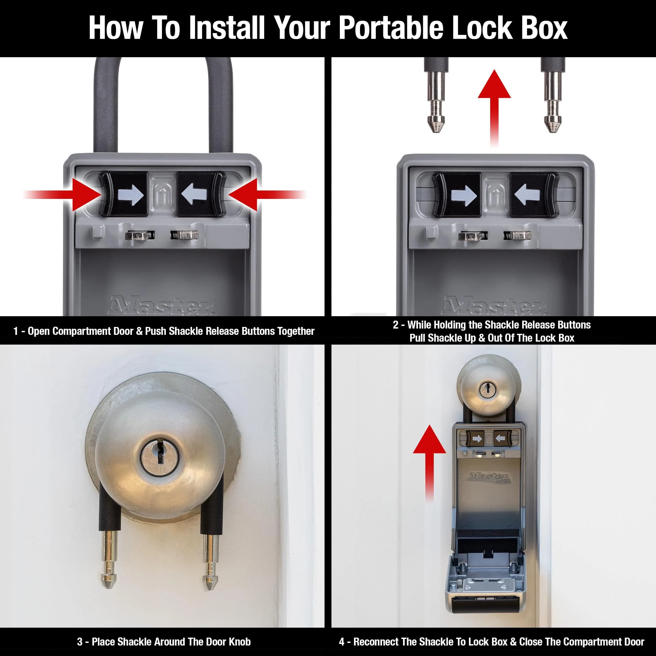 Master Lock High Capacity Key Lockbox with Combination Dial & Removable Shackle | 19.56cm x 7.62cm x 5.59cm (7.7" x 3" x 2.2") - view 6