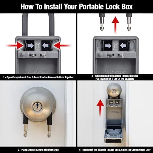 Master Lock High Capacity Key Lockbox with Combination Dial & Removable Shackle | 19.56cm x 7.62cm x 5.59cm (7.7" x 3" x 2.2") thumbnail 6