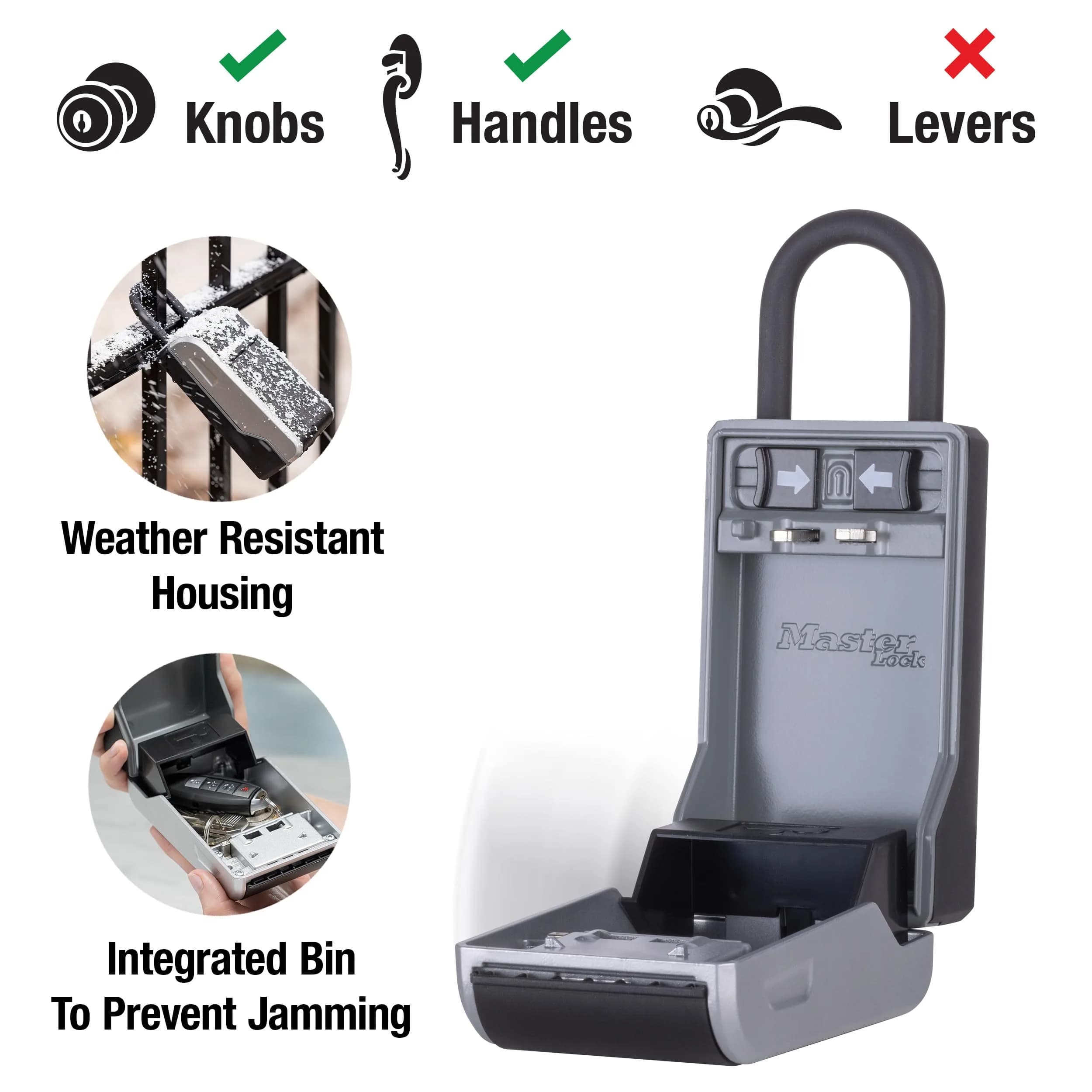 Master Lock High Capacity Key Lockbox with Combination Dial & Removable Shackle | 19.56cm x 7.62cm x 5.59cm (7.7" x 3" x 2.2") - view 3