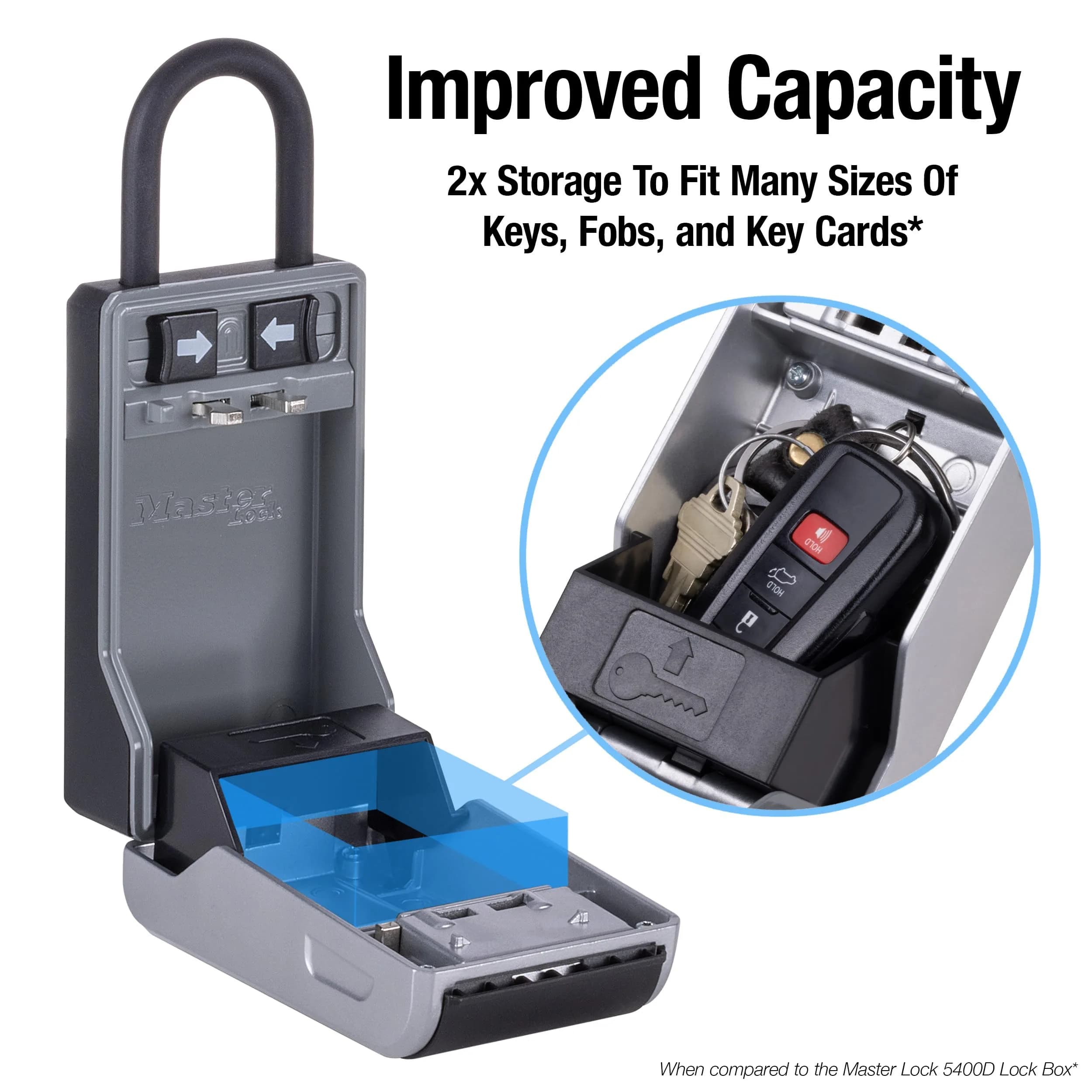 Master Lock High Capacity Key Lockbox with Combination Dial & Removable Shackle | 19.56cm x 7.62cm x 5.59cm (7.7" x 3" x 2.2") - view 4