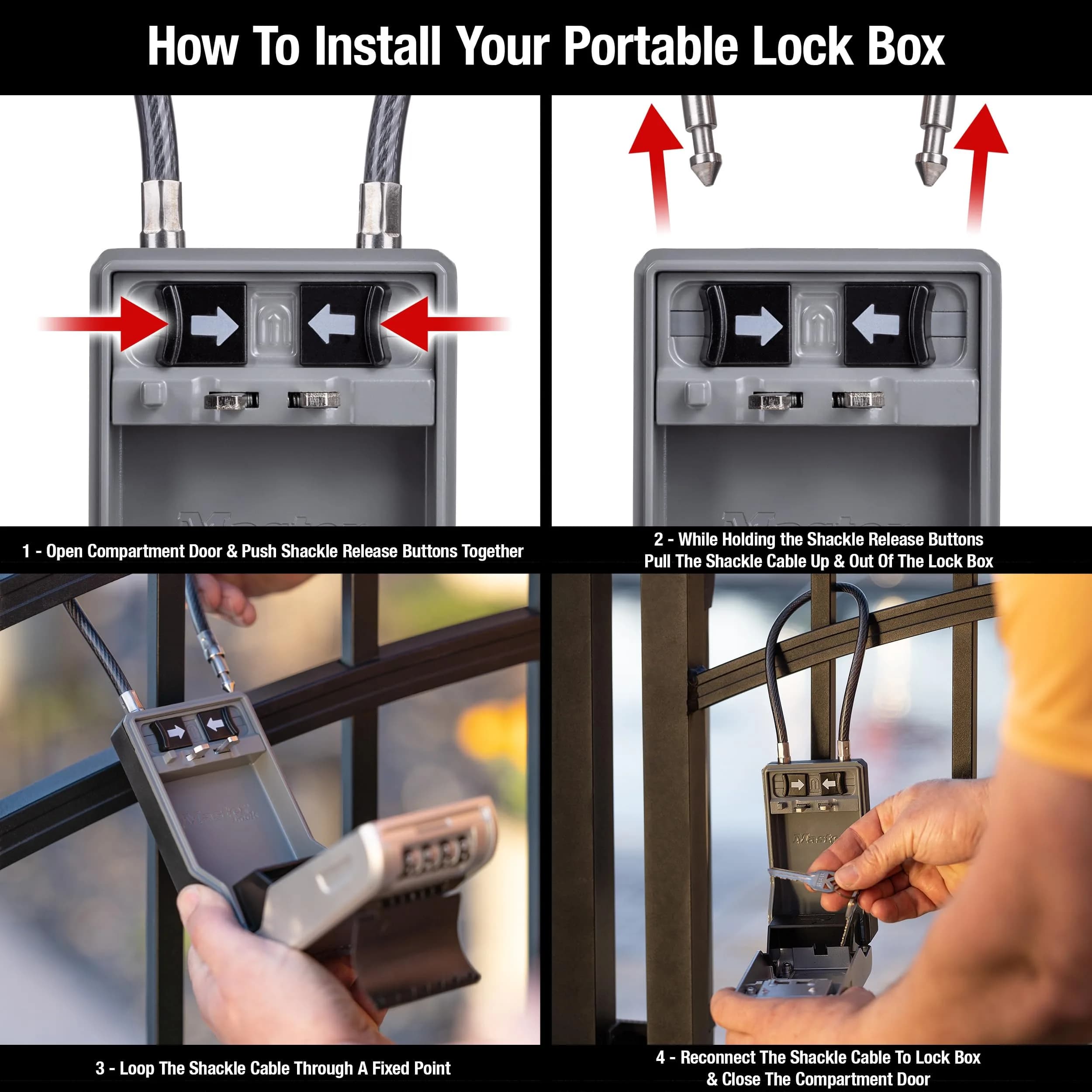Master Lock High Capacity Key Lockbox with Removable Cable, 28.2 cm (11.1 in) | Tamper-Resistant Metal Body - view 5