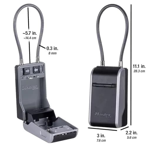 Master Lock High Capacity Key Lockbox with Removable Cable, 28.2 cm (11.1 in) | Tamper-Resistant Metal Body thumbnail 6