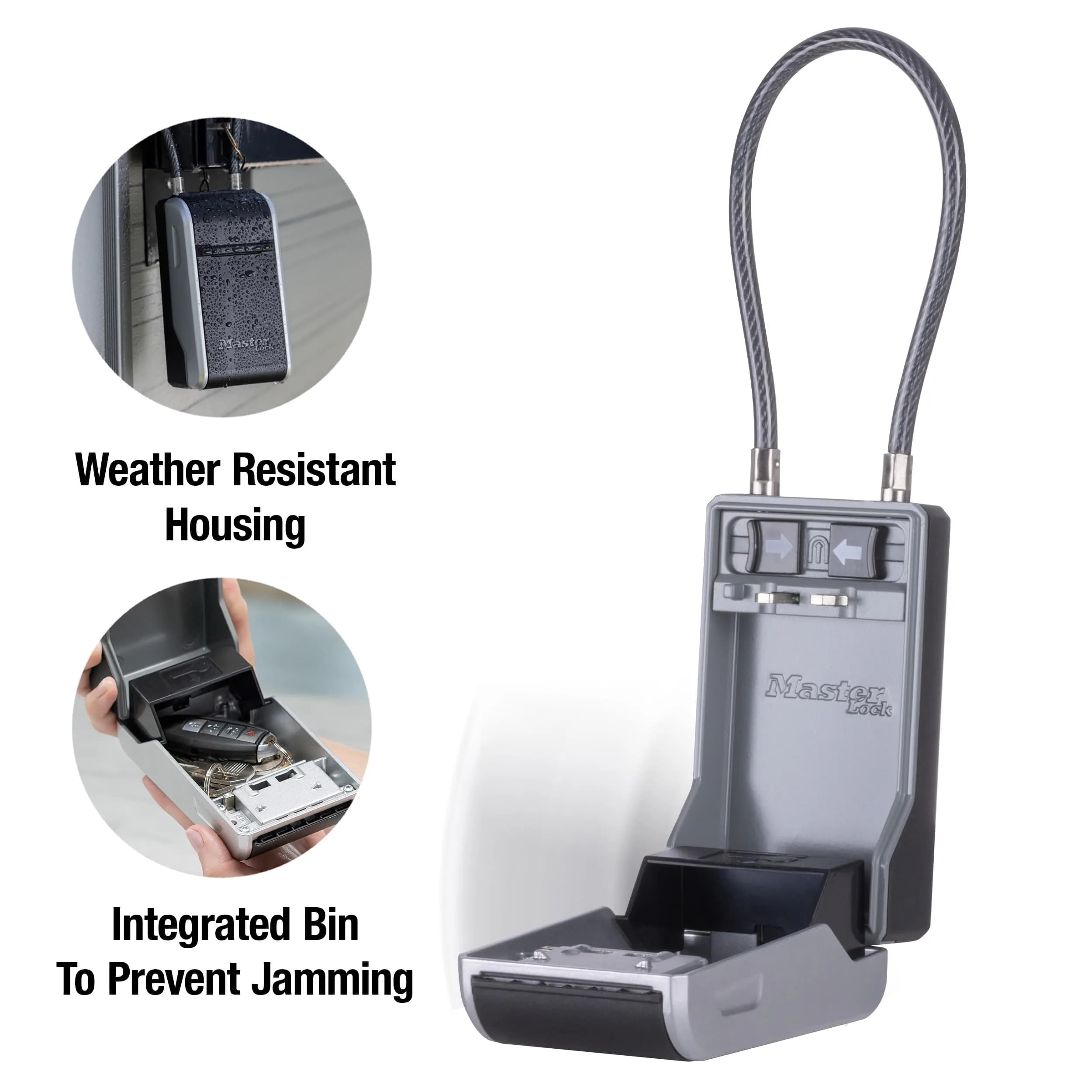 Master Lock High Capacity Key Lockbox with Removable Cable, 28.2 cm (11.1 in) | Tamper-Resistant Metal Body - view 2