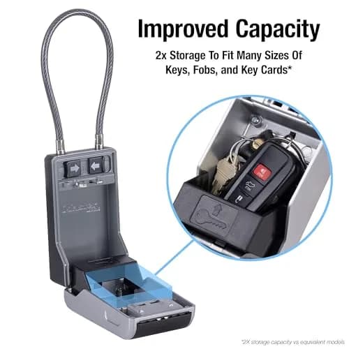 Master Lock High Capacity Key Lockbox with Removable Cable, 28.2 cm (11.1 in) | Tamper-Resistant Metal Body thumbnail 3