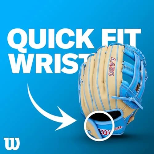 Wilson A450™ 11.5” Youth Infield Baseball Glove - Left Hand Throw, Grey/Black/Yellow | Game-Ready Feel for Young Fielders thumbnail 6