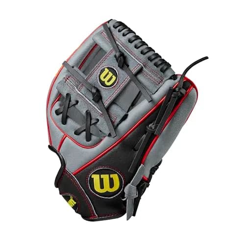Wilson A450™ 11.5” Youth Infield Baseball Glove - Left Hand Throw, Grey/Black/Yellow | Game-Ready Feel for Young Fielders thumbnail 4