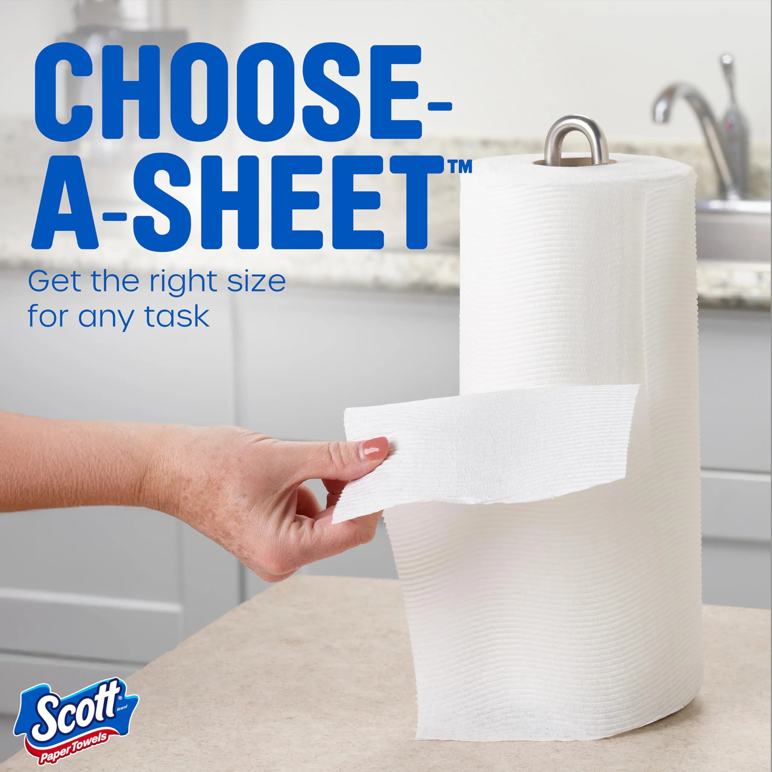 Scott Paper Towels, Choose-A-Sheet, 6 Double Rolls (1200 Sheets Total) | 2-Ply Absorbent & Lint-Free - view 8