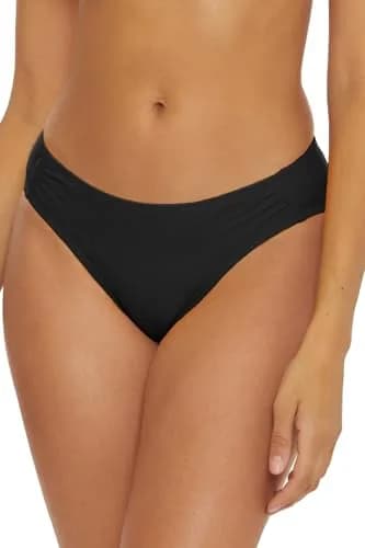BCA by Rebecca Virtue Liana - Women's Side Shirred Bikini Bottom, Cheeky Coverage, Black, Small | Elegant Summer Swimwear thumbnail 1