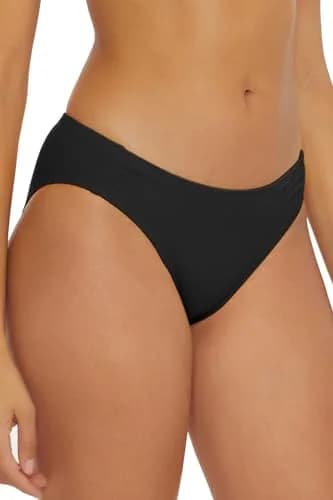 BCA by Rebecca Virtue Liana - Women's Side Shirred Bikini Bottom, Cheeky Coverage, Black, Small | Elegant Summer Swimwear thumbnail 2