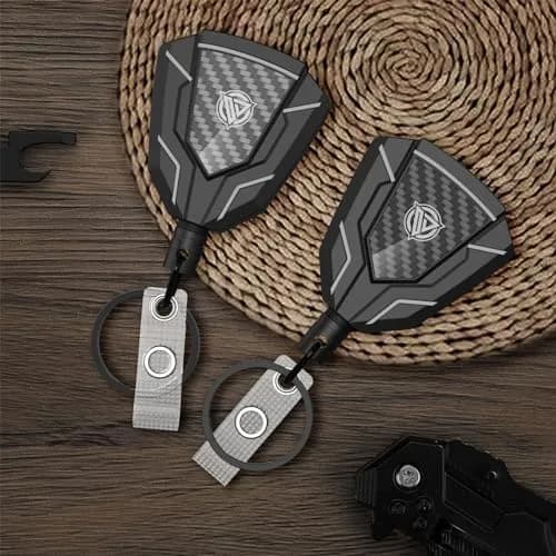 Oaridey Heavy Duty Retractable Keychain with Belt Clip, Carbon Fiber Front | 31.8in Steel Cord, 9oz Capacity thumbnail 6