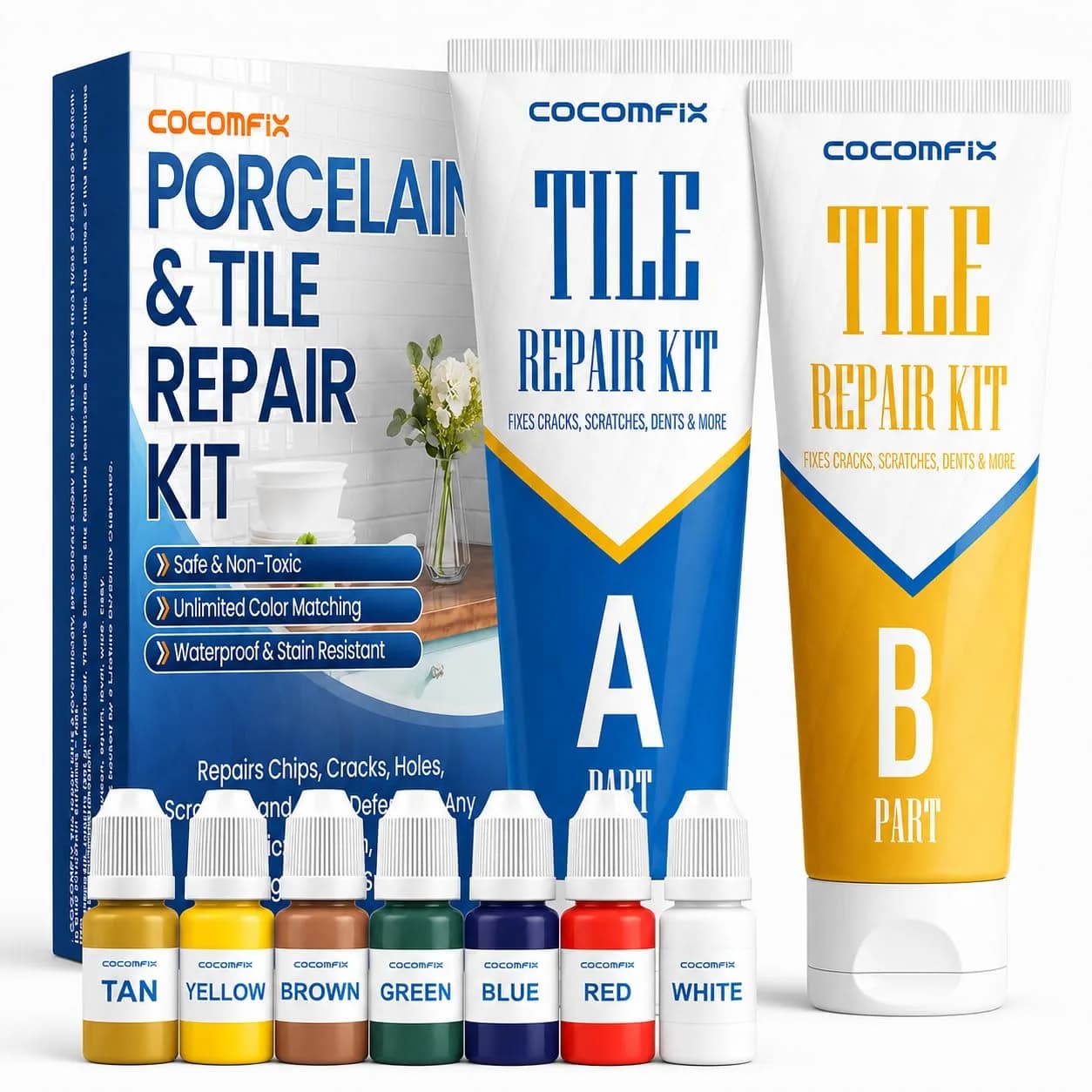 Cocomfix Tile Repair Kit NO. 04 Honey Beige - Porcelain & Ceramic Chip, Crack & Hole Filler (231g) - main product image