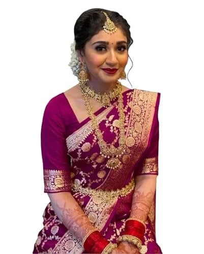 Sugathari Kanjivaram Silk Saree 5.5m | Traditional Wedding Wear in Wine thumbnail 1