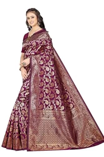 Sugathari Kanjivaram Silk Saree 5.5m | Traditional Wedding Wear in Wine thumbnail 4