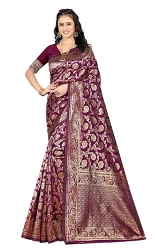 Sugathari Kanjivaram Silk Saree 5.5m | Traditional Wedding Wear in Wine thumbnail 3