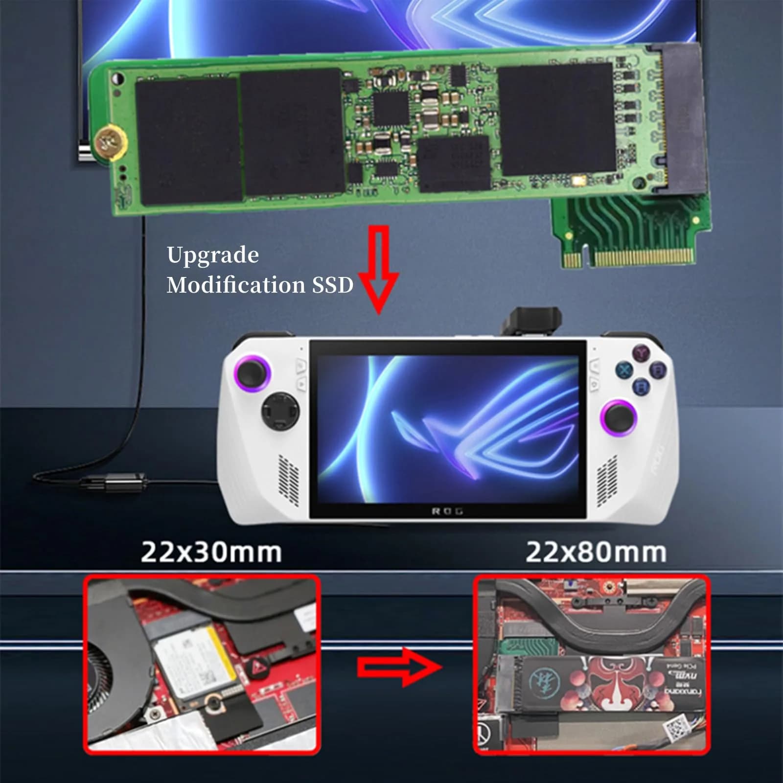 Suckoo 2230 to 2280 SSD Expansion Board for ROG Ally | 3.3x2.4x0.4cm Black - view 7