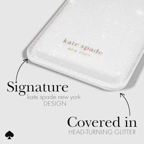 kate spade new york Magnetic Card Holder/Wallet - White Glitter | Stylish, Magnetic, Fits 3 Cards thumbnail 3