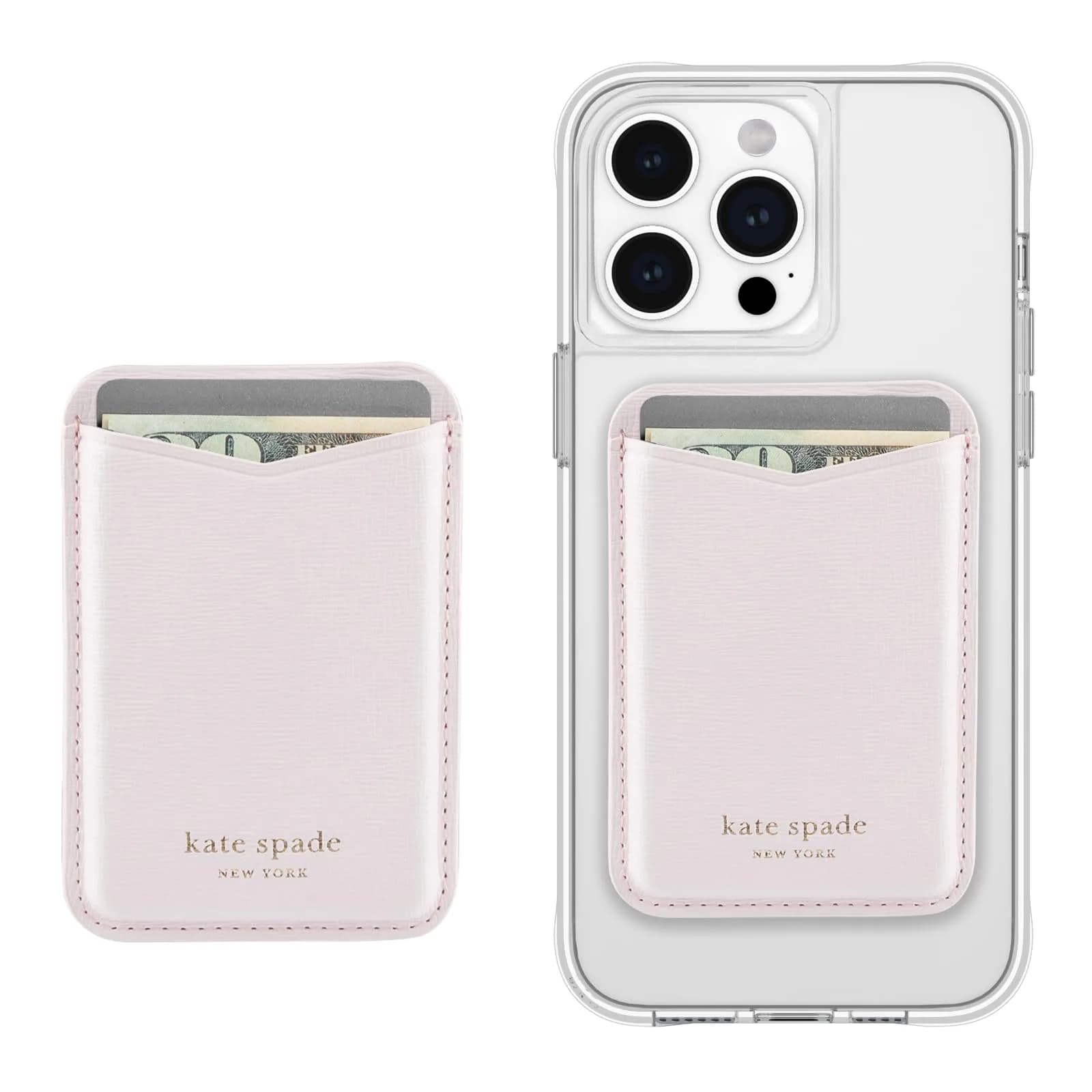 kate spade new york Magnetic Card Holder/Wallet - Pale Dogwood | Slim, Stylish, Magnetic