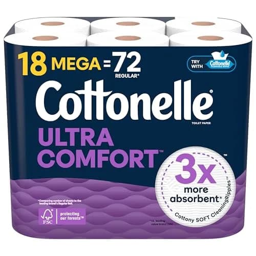 Cottonelle Ultra Comfort Toilet Paper 18 Mega Rolls (4392 Sheets Total) | FSC Certified, 2-Ply Softness thumbnail 1