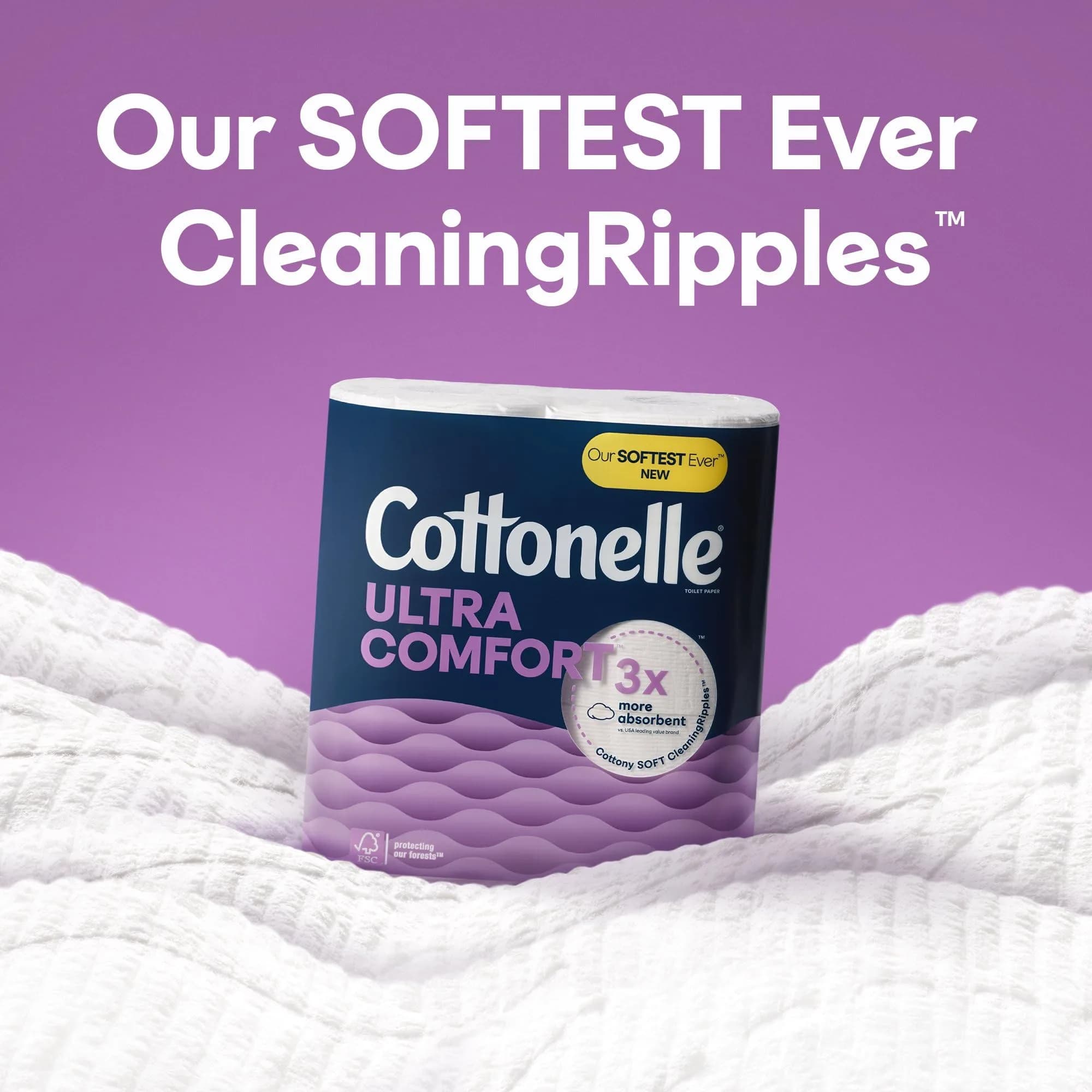 Cottonelle Ultra Comfort Toilet Paper Mega Rolls, 6 Rolls (244 Sheets Each) | Biodegradable & FSC-Certified - view 4