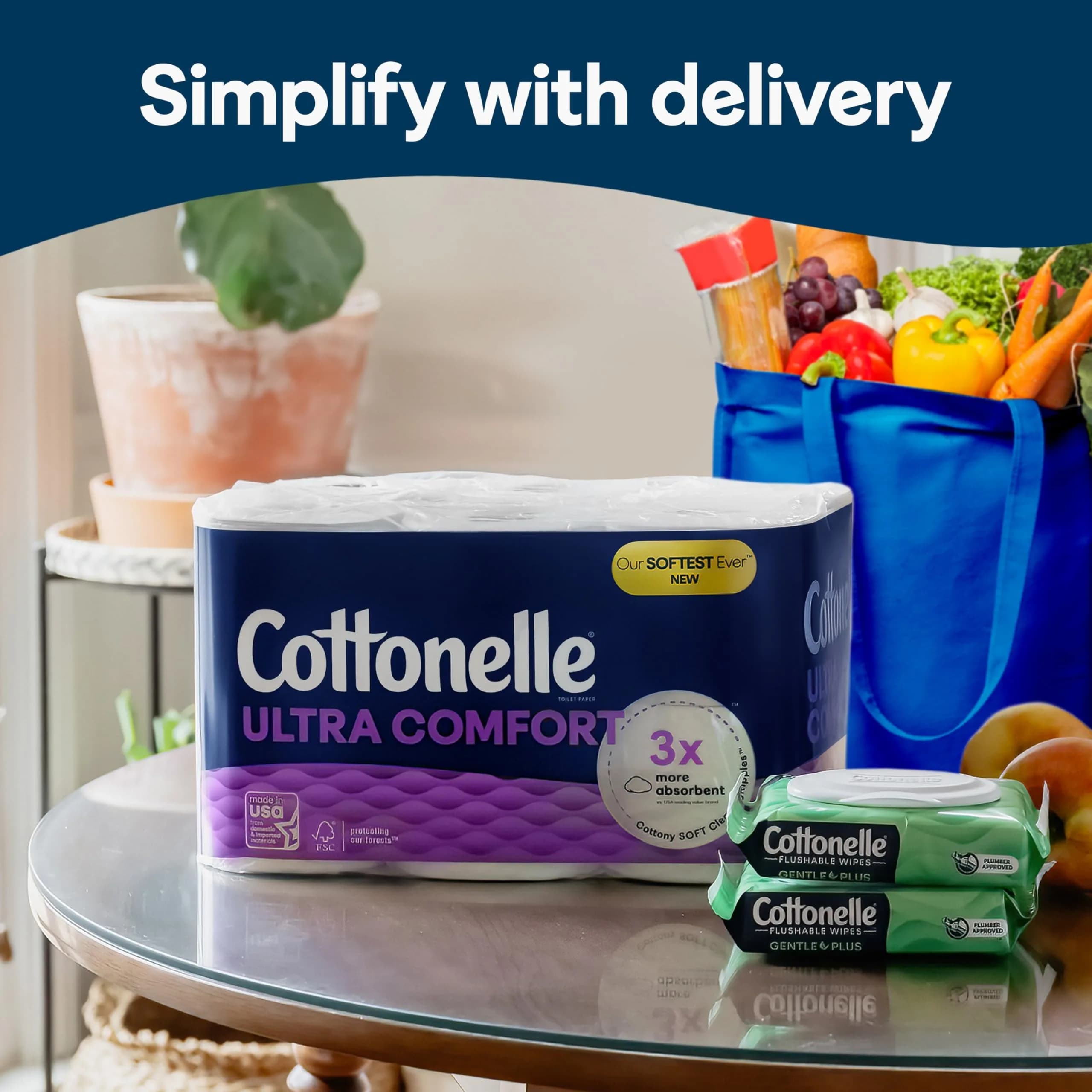 Cottonelle Ultra Comfort Toilet Paper Mega Rolls, 6 Rolls (244 Sheets Each) | Biodegradable & FSC-Certified - view 7