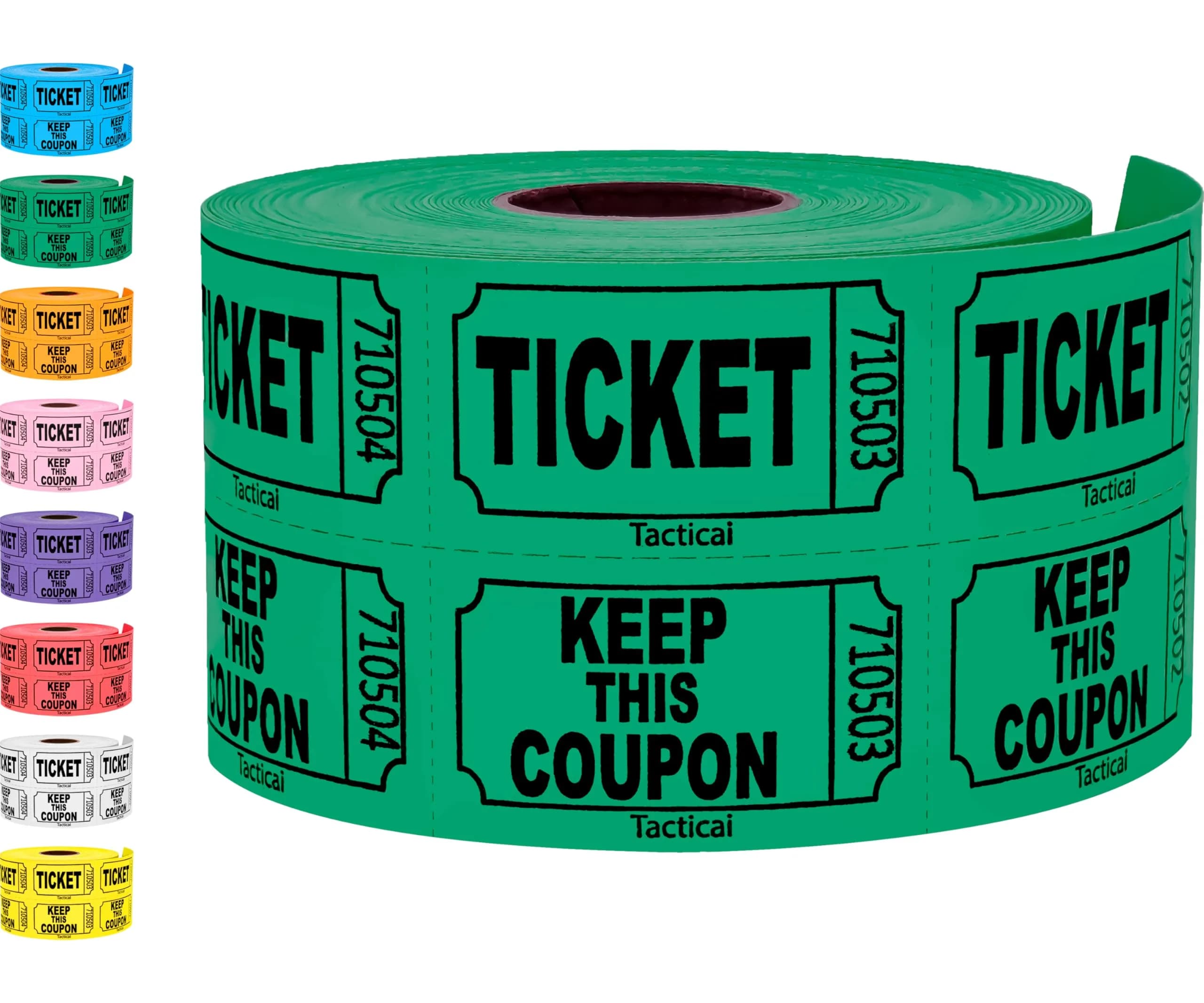Tacticai 500 Raffle Tickets 50/50 Double Roll Green | Bright, Multipurpose Event Tickets — Green
