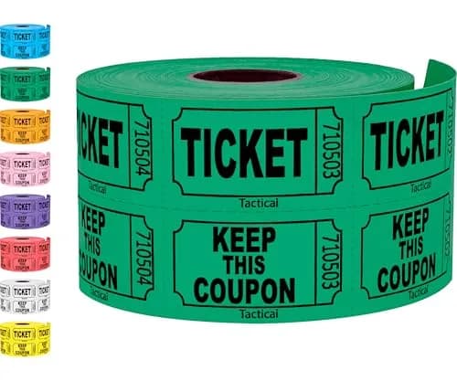 Tacticai 500 Raffle Tickets 50/50 Double Roll Green | Bright, Multipurpose Event Tickets thumbnail 1