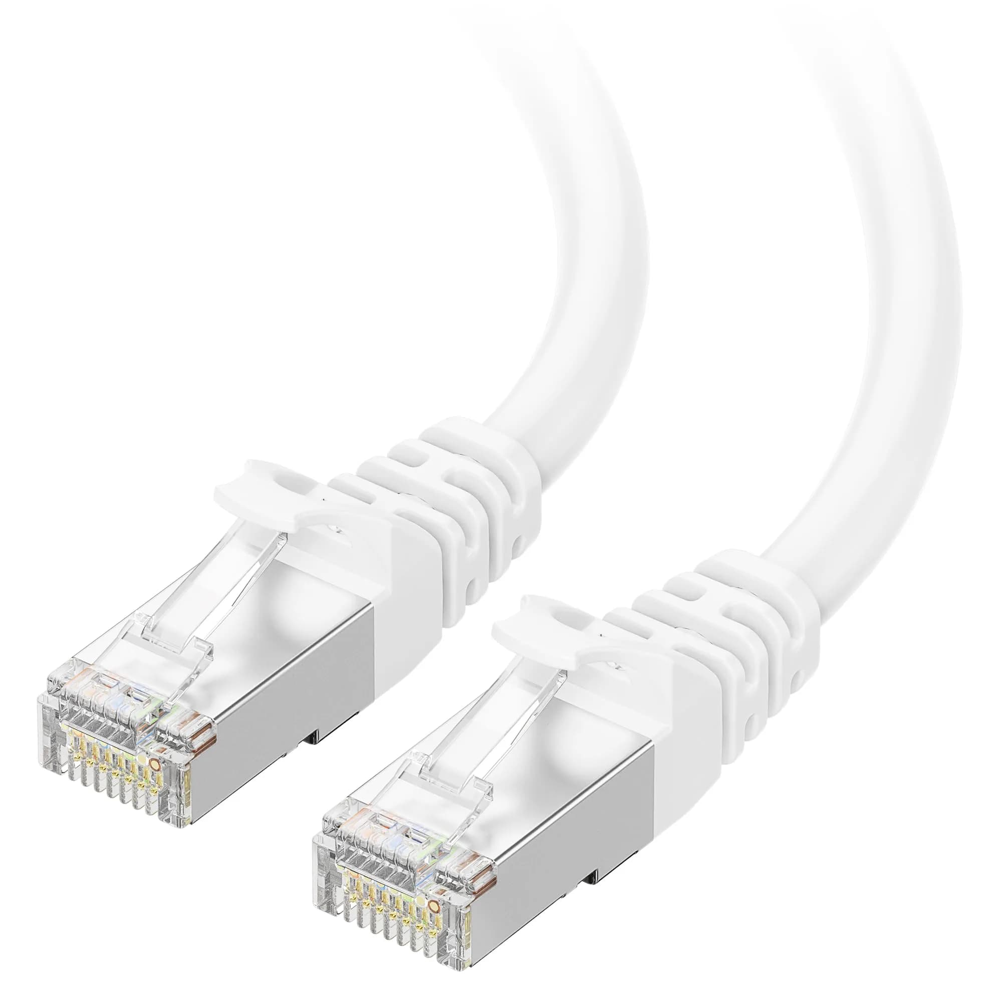 Cable Matters 10Gbps Shielded Cat 6A Ethernet Cable, 10ft, White | High-Speed LAN Connectivity