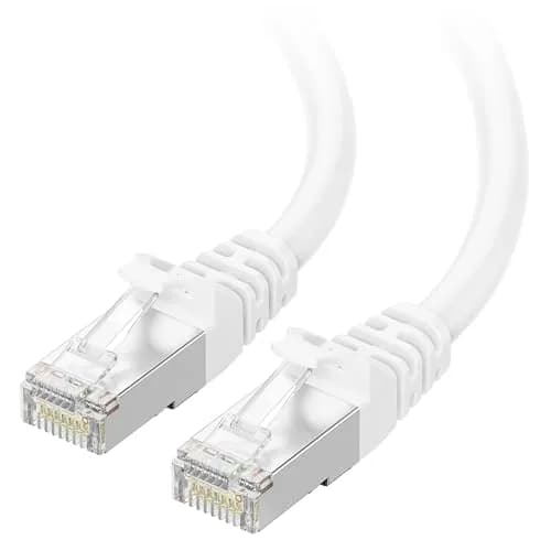 Cable Matters 10Gbps Shielded Cat 6A Ethernet Cable, 10ft, White | High-Speed LAN Connectivity thumbnail 1