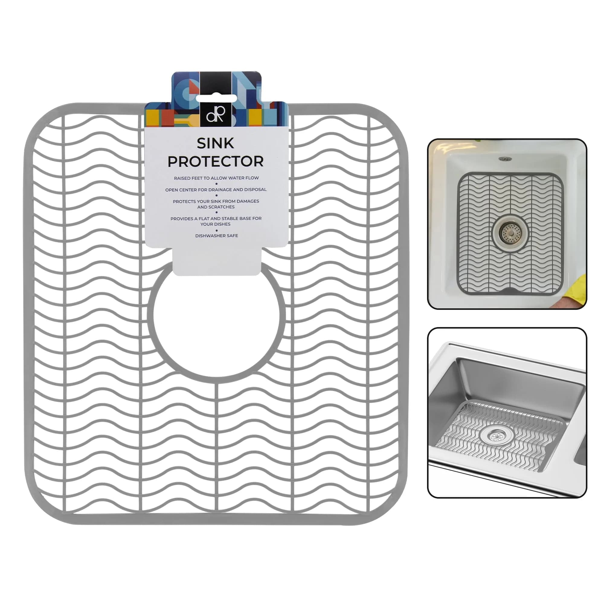 DecorRack Sink Protector 12" x 11" | Protects Sink from Damage & Scratches — Gray