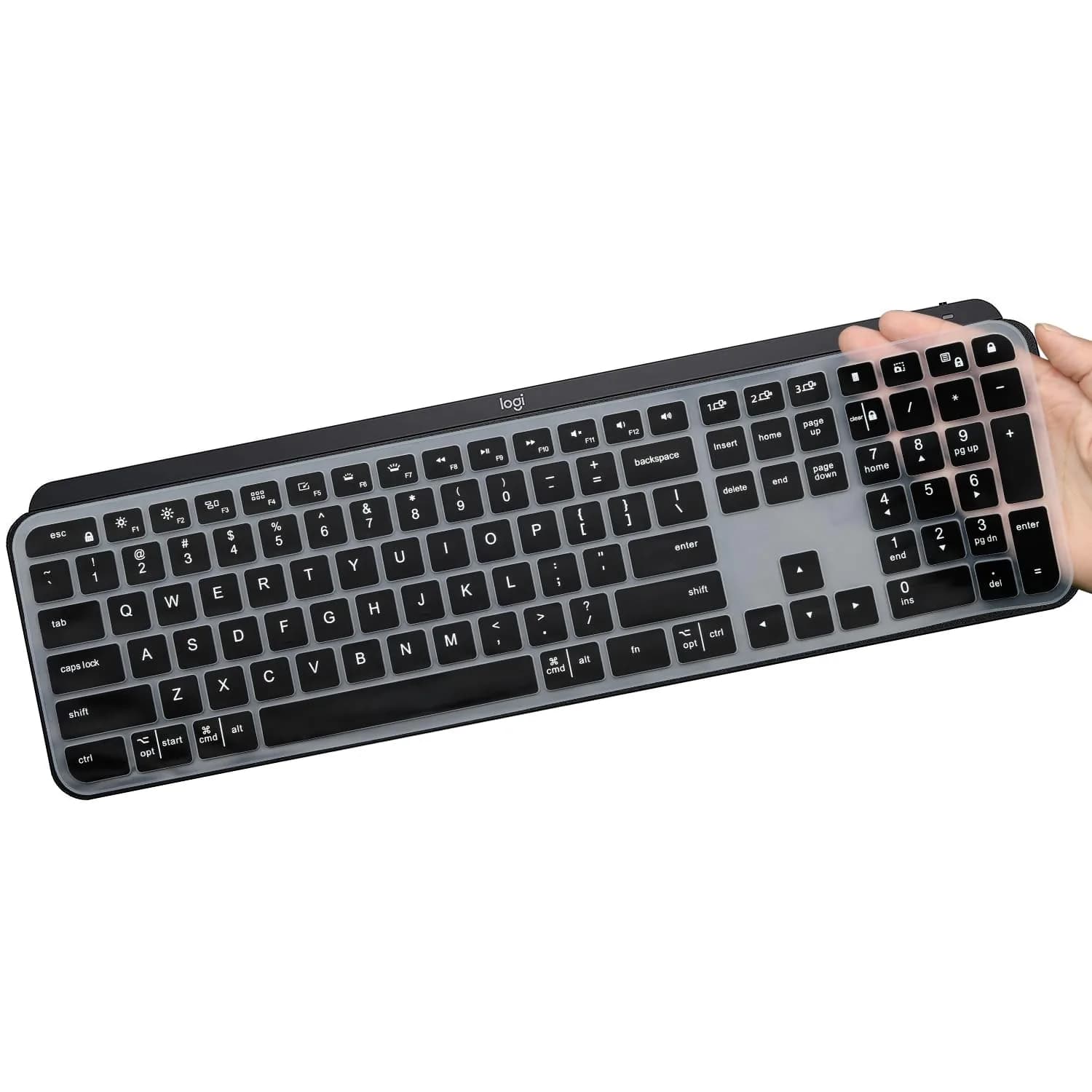 MUBUY-GOL Black Keyboard Cover for Logitech MX Keys S & Craft | 36cm (14.2in) - main product image