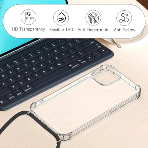 YESPURE Crossbody Lanyard Case for iPhone 15 Pro Max | Clear TPU Bumper with Adjustable Strap thumbnail 8