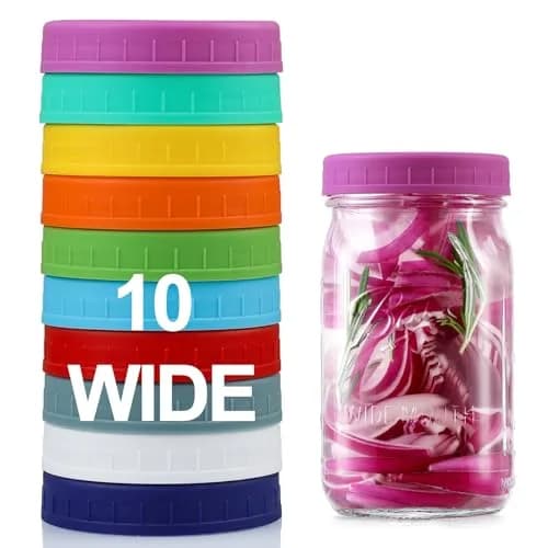 AOZITA Mason Jar Lids 10 Pack Wide Mouth | Leak-Proof Food Grade Plastic thumbnail 1