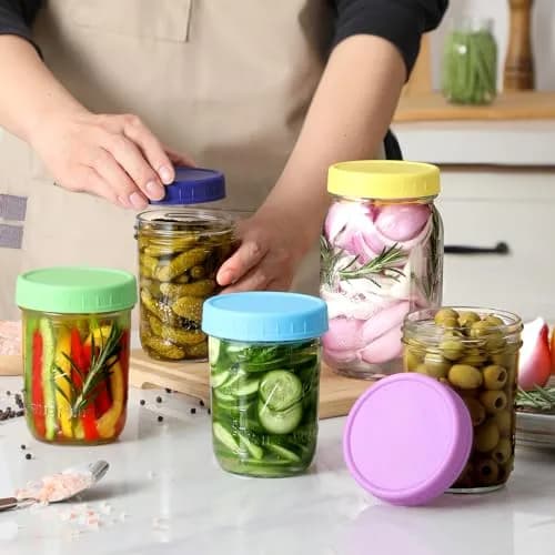 AOZITA Mason Jar Lids 10 Pack Wide Mouth | Leak-Proof Food Grade Plastic thumbnail 4